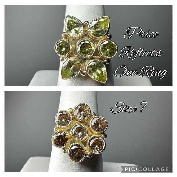 Beautiful silver plated "citrine" and "peridot", size 7 rings! You pick! - Picture 1 of 14